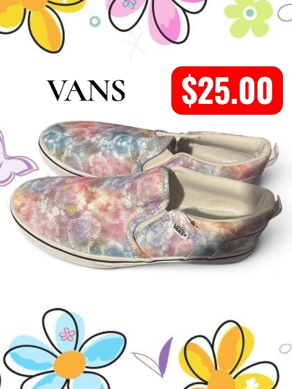 Vans Kids Slip-On Sneakers - Pastel Multicolor Tie-Dye